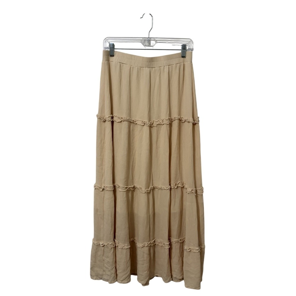 Tiered Cottagecore Coastal‎ Festival Boho Maxi Skirt Retro Beach Resort Vacation
